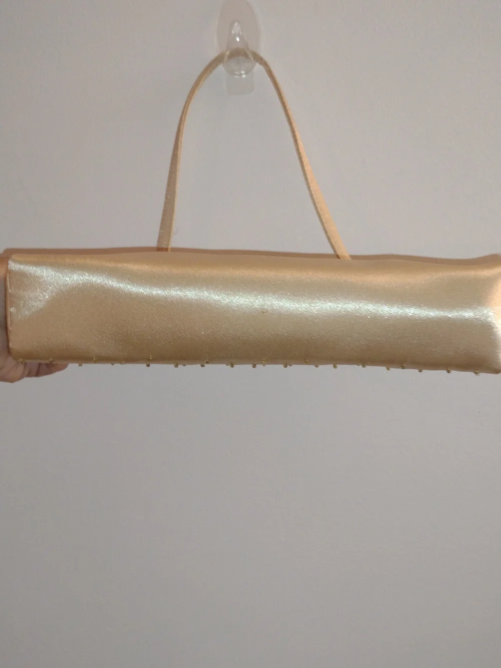 Gold Satin Studded Shoulder Bag - Women